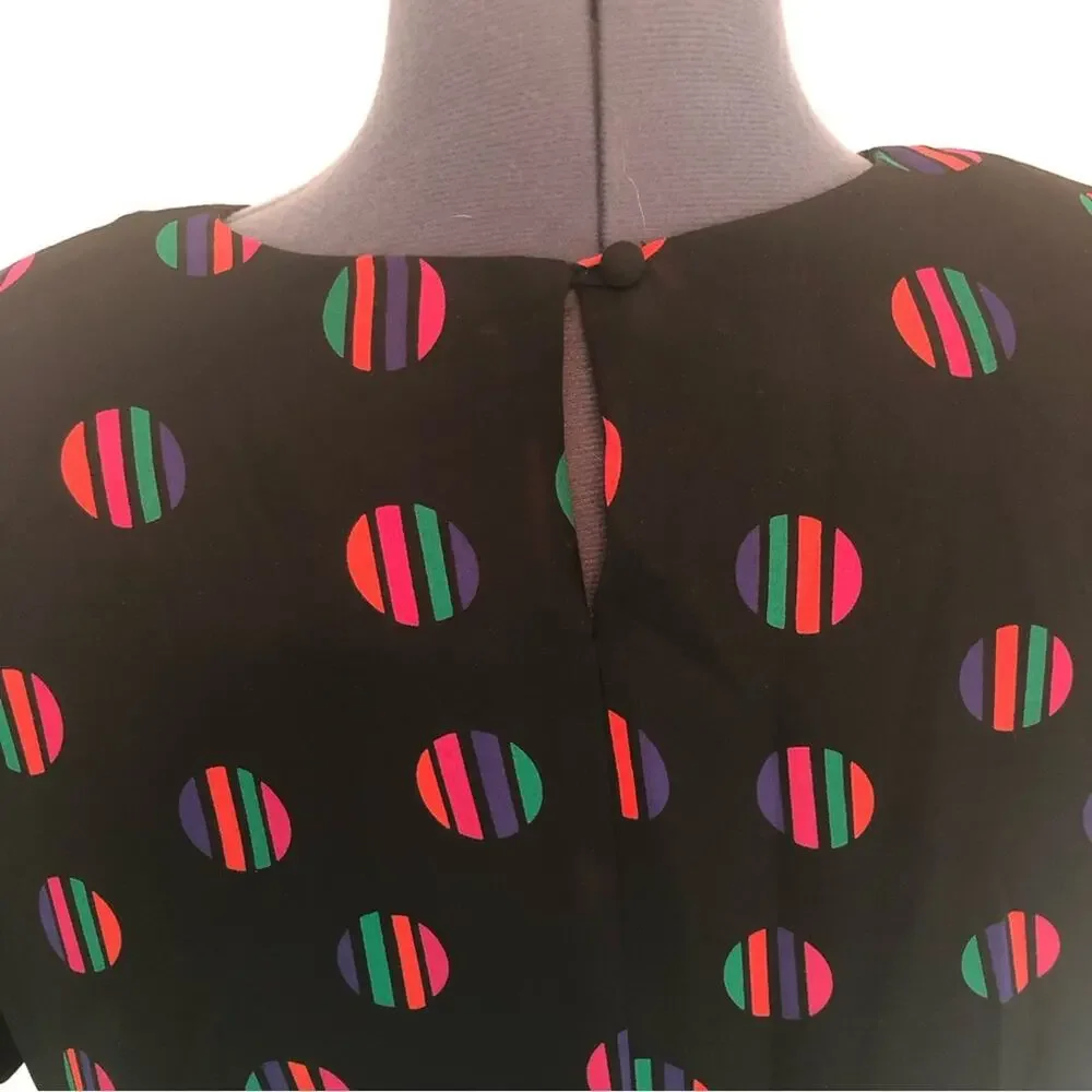 Vintage 70s 80s Polyester Matching Top and Skirt Loose 2 Piece Coord Set Rainbow